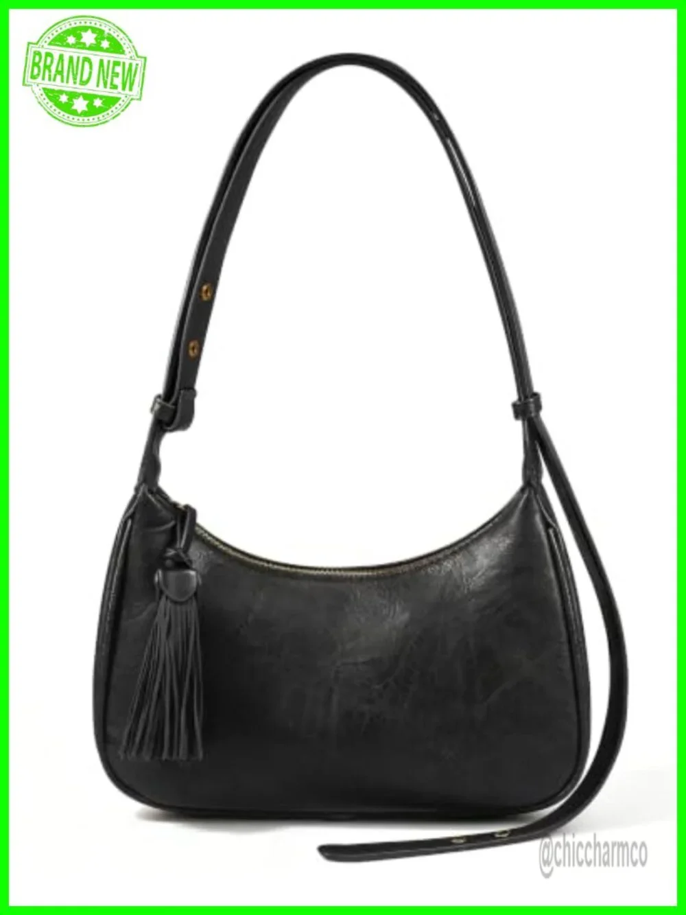 Retro Hobo Shoulder Bag for Women, Vegan Leather Crossbody Purse with Tassel
